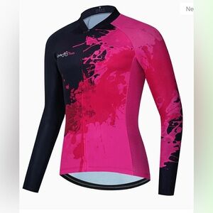 Cycle-Run Women's Pink and Black Long Sleeve cycling jersey